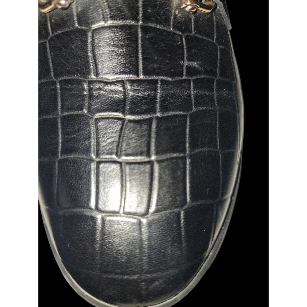 Marc Nolan Men's Size 6 Boardwalk Black Crocskin Leather Horse-Bit Sneakers